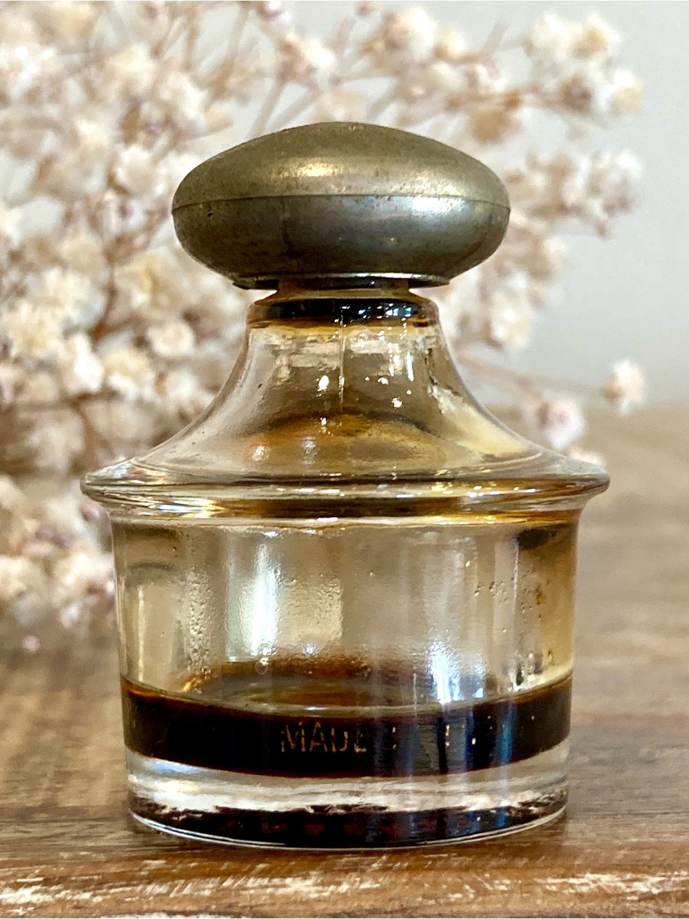 Vintage Inkwell Shaped Perfume Bottle Faberge Tigress 1/4 oz Vanity Decor